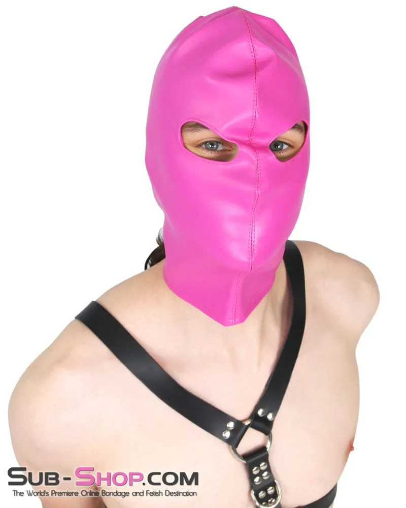 0565RS-SIS      Sissy Prissy Hot Pink Leatherette Open Lacing Back Eyes Bondage Girl Hood