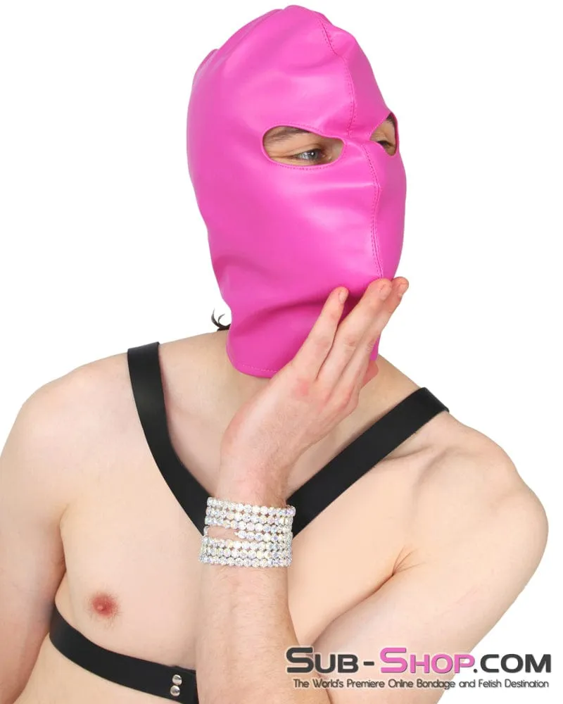 0565RS-SIS      Sissy Prissy Hot Pink Leatherette Open Lacing Back Eyes Bondage Girl Hood