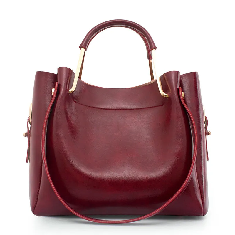 2021 new fashion handbags Sanjiantao retro all-match single shoulder bag simple oil wax portable Tote Bag