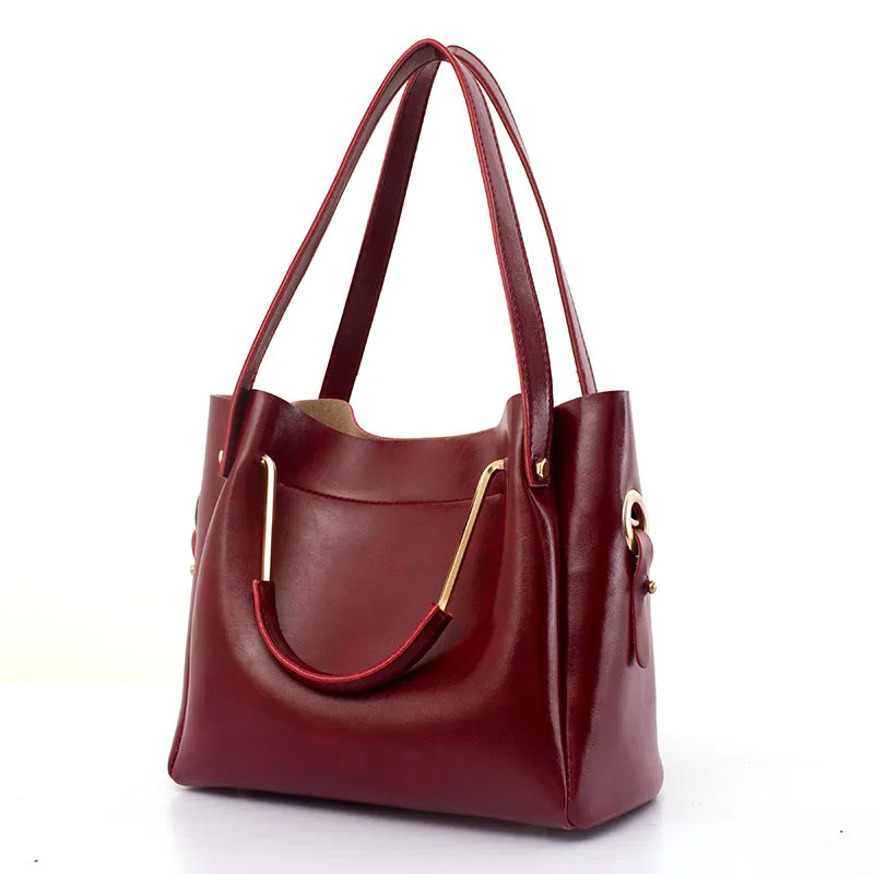 2021 new fashion handbags Sanjiantao retro all-match single shoulder bag simple oil wax portable Tote Bag