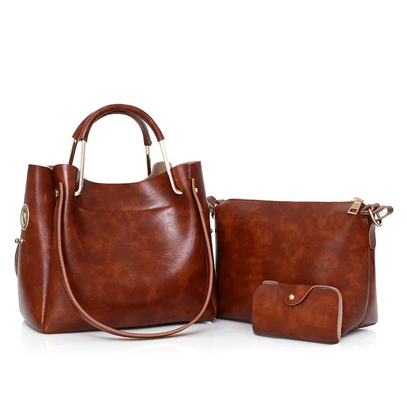 2021 new fashion handbags Sanjiantao retro all-match single shoulder bag simple oil wax portable Tote Bag
