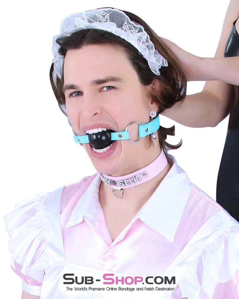 2748RS     Locking Diamond Blue Small Rubber Ball Gag - LAST CHANCE - Final Closeout!