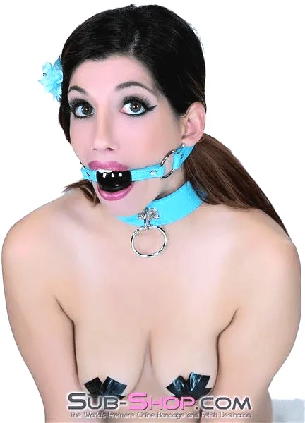 2748RS     Locking Diamond Blue Small Rubber Ball Gag - LAST CHANCE - Final Closeout!