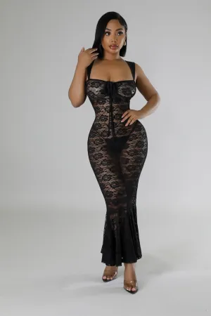 27571P - WIDE STRAP SHOULDER LACE DRESS