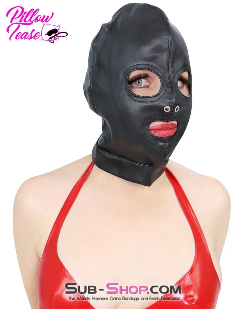 2772M      Soft Leatherette Open Mouth and Eyes Lacing Hood