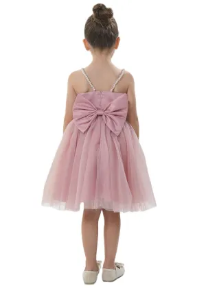 2Bunnies Girls' Pearl-Strap Sleeveless Bow Fit & Flare Dress