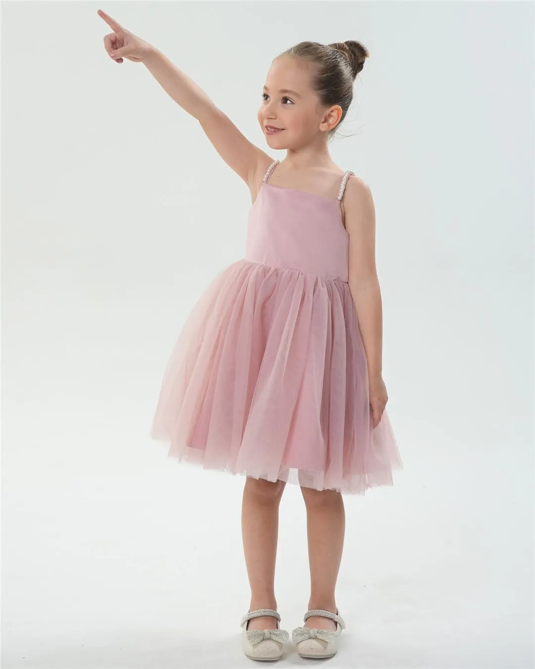2Bunnies Girls' Pearl-Strap Sleeveless Bow Fit & Flare Dress