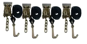 2" x 10' Diamond Weave Strap with Mini J Hooks and Chain Tail Ratchet (4 Pack)