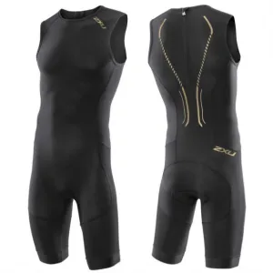 2XU Elite X Short Course Trisuit, Backzip, Herren, Black/Gold