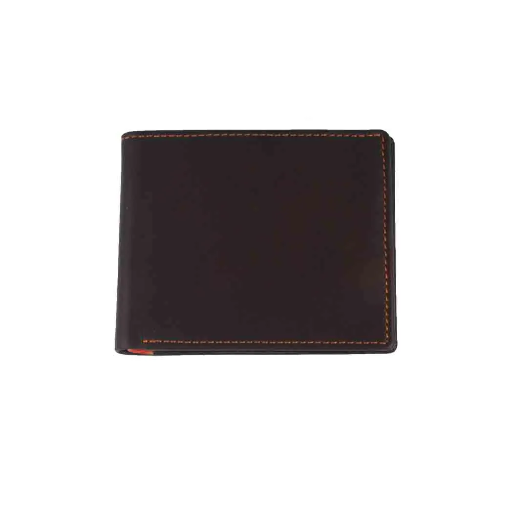3-Card Zip Pocket Coin Wallet - Brown/Orange