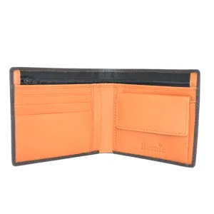3-Card Zip Pocket Coin Wallet - Brown/Orange