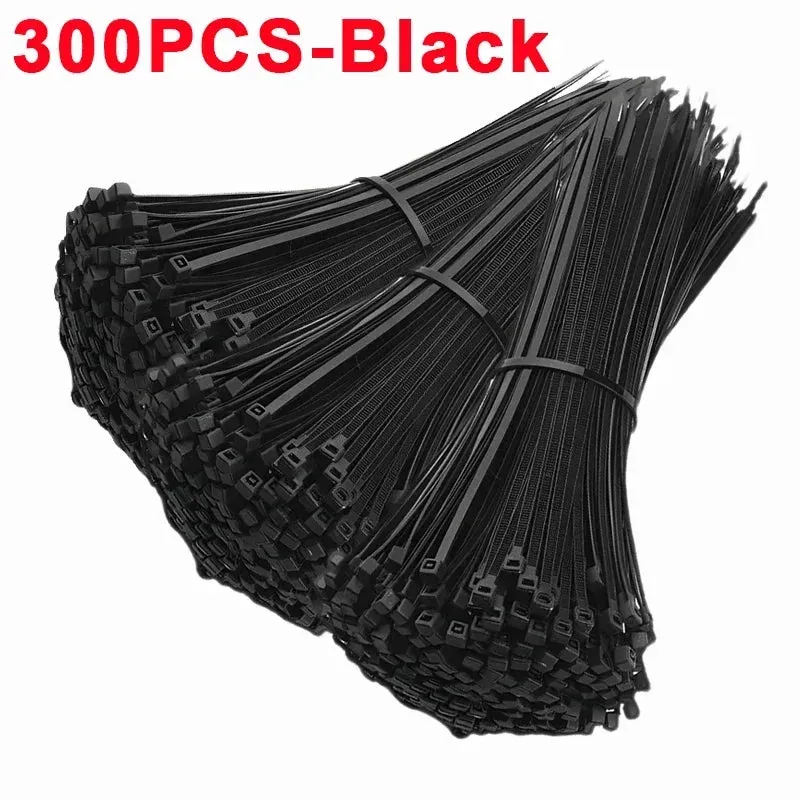 300/100Pcs Plastic Nylon Cable zip Ties Cord Ties Straps Fastening Reusable