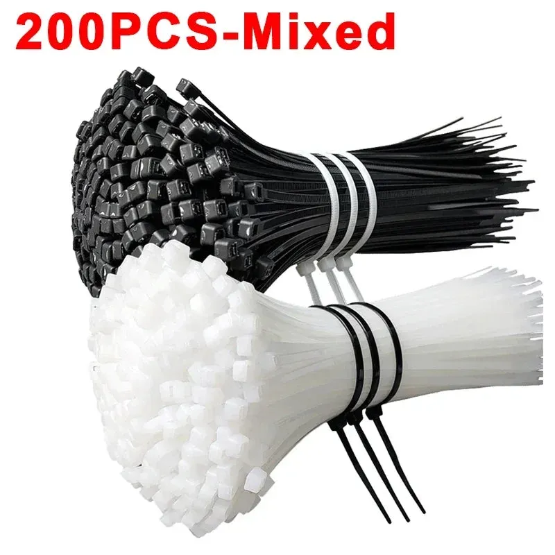 300/100Pcs Plastic Nylon Cable zip Ties Cord Ties Straps Fastening Reusable