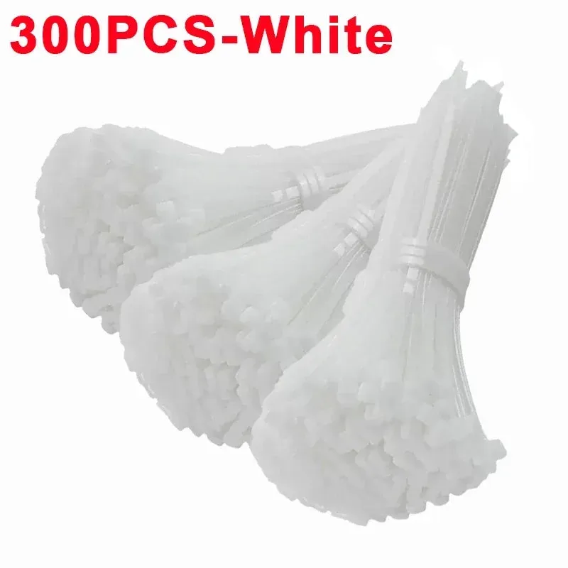 300/100Pcs Plastic Nylon Cable zip Ties Cord Ties Straps Fastening Reusable