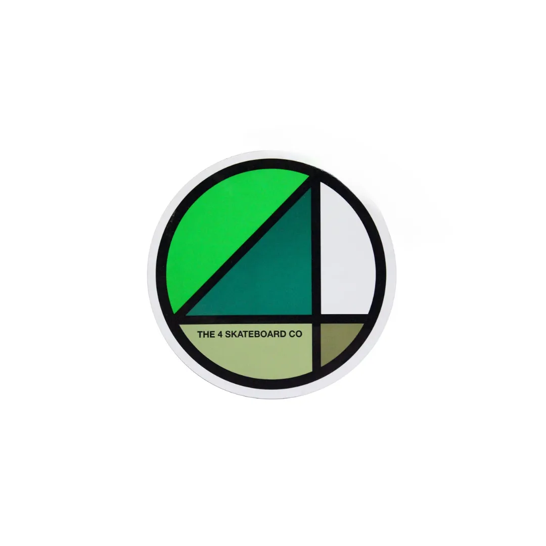 4 Skateboard Round Logo Sticker - Green
