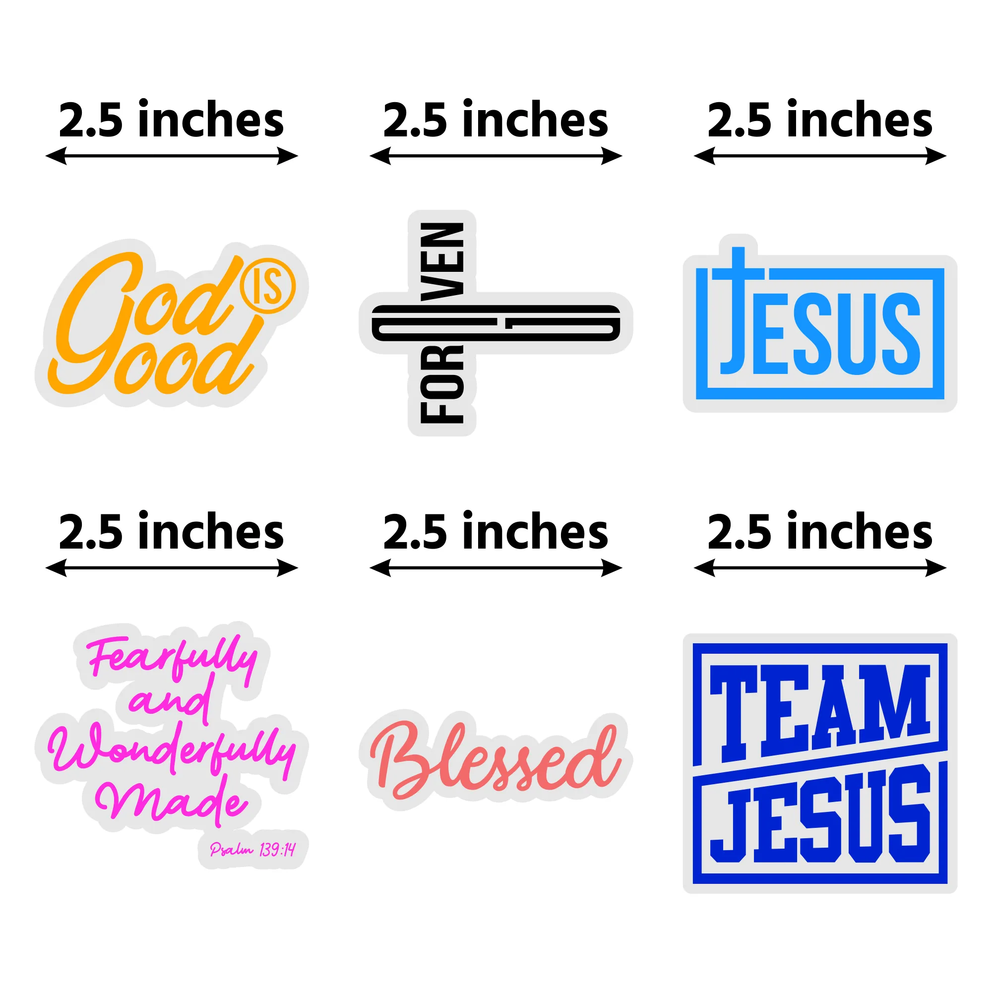 6 Pack Variety Christian Stickers