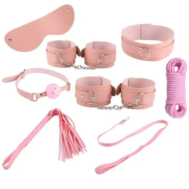 7945DL      Captured Damsel Pink 8 Pc Bondage Fantasy Kit - MEGA Deal