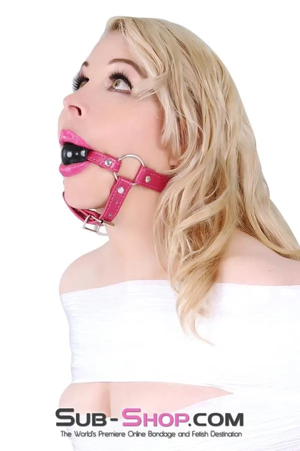9061DL      Sex Bomb Pink Strap Rubber Ballgag with Chin Strap - LAST CHANCE - Final Closeout!