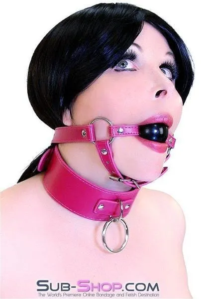 9061DL      Sex Bomb Pink Strap Rubber Ballgag with Chin Strap - LAST CHANCE - Final Closeout!