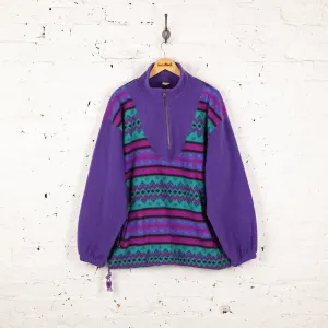 90s 1/4 Zip Pattern Fleece - Purple - XXL