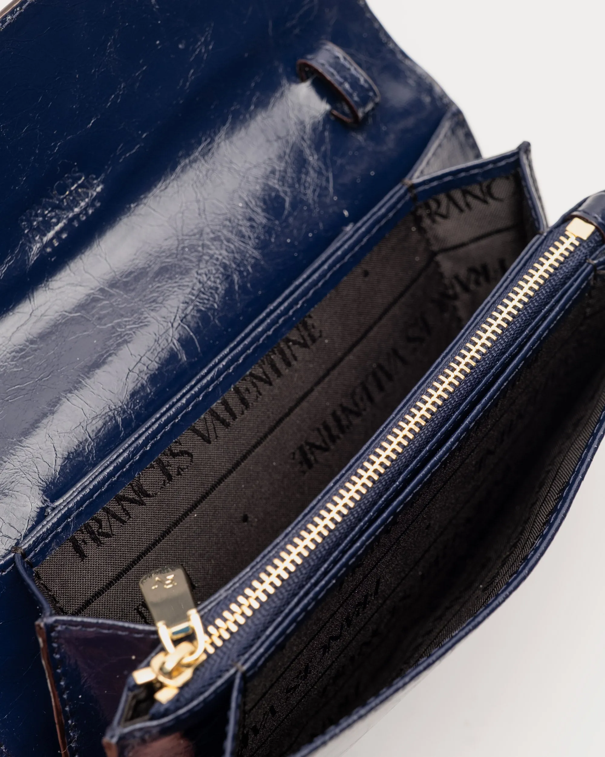 Accordian Wallet - Crinkled Leather Navy
