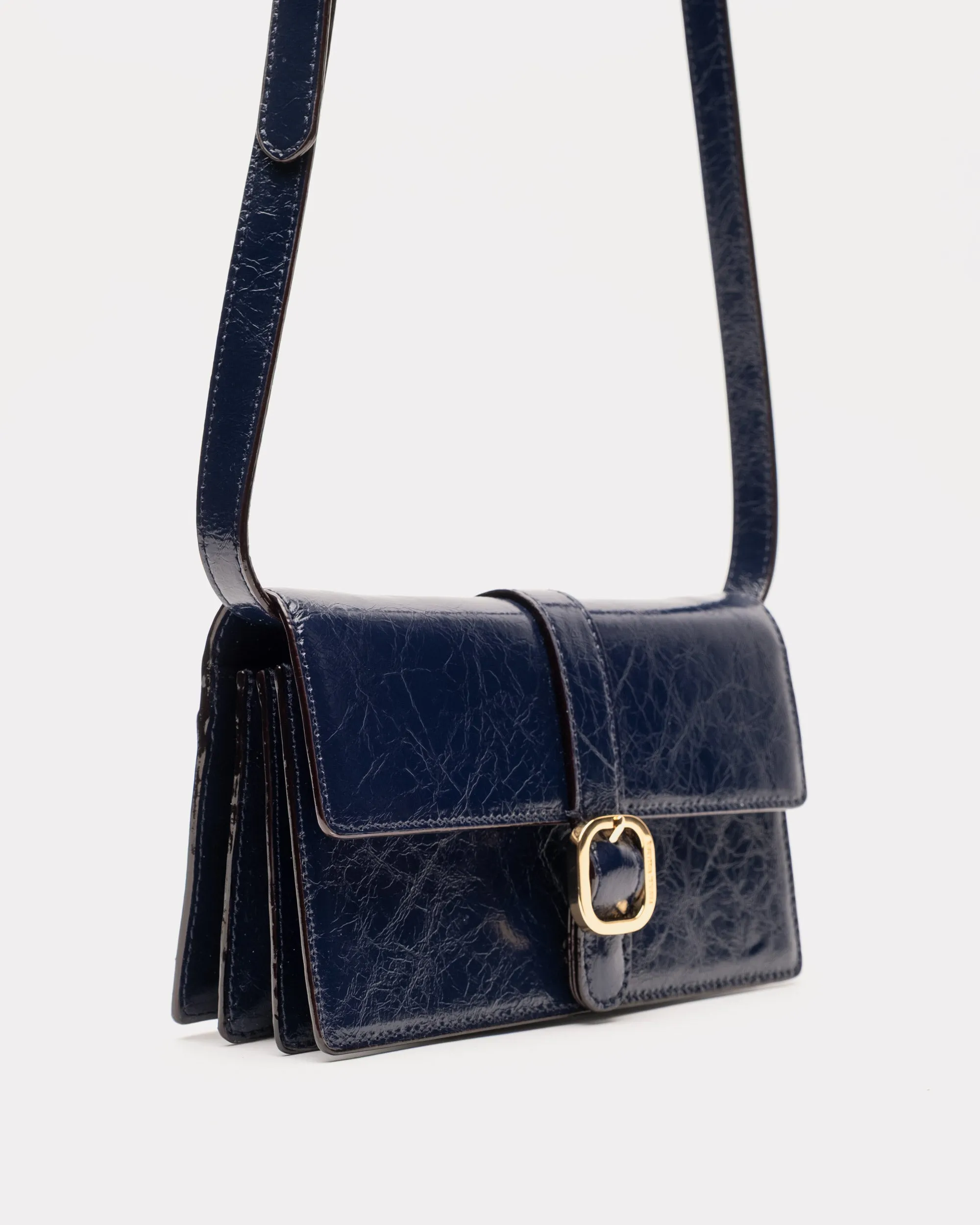 Accordian Wallet - Crinkled Leather Navy