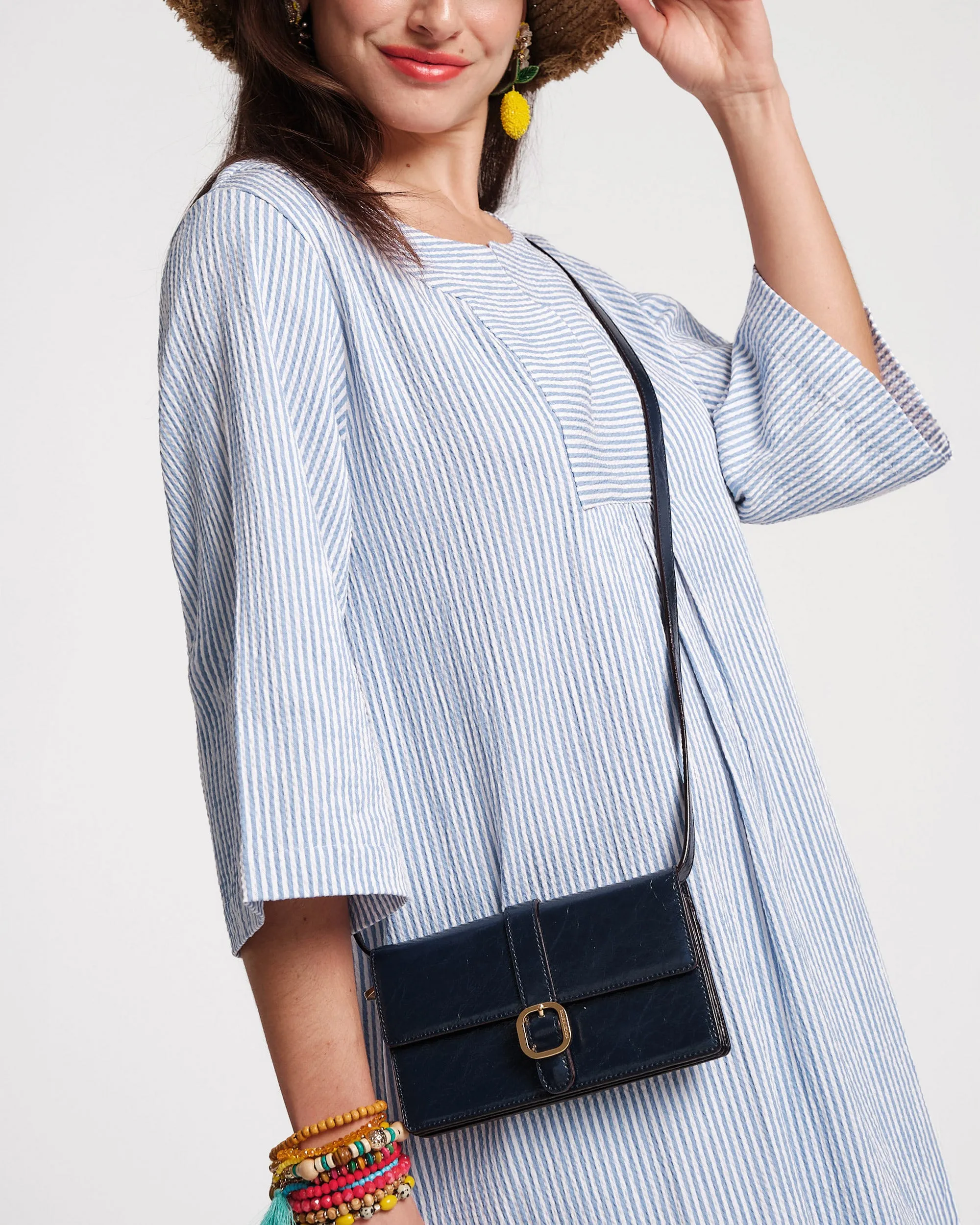 Accordian Wallet - Crinkled Leather Navy