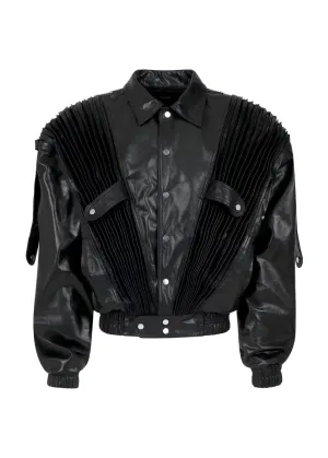 ACCORDION LEATHER JACKET