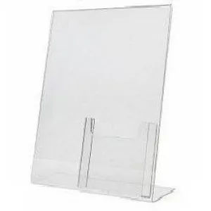 Acrylic 8-1/2" x 11" Slanted Sign Holder with 4x9 Tri-Fold Brochure Holder