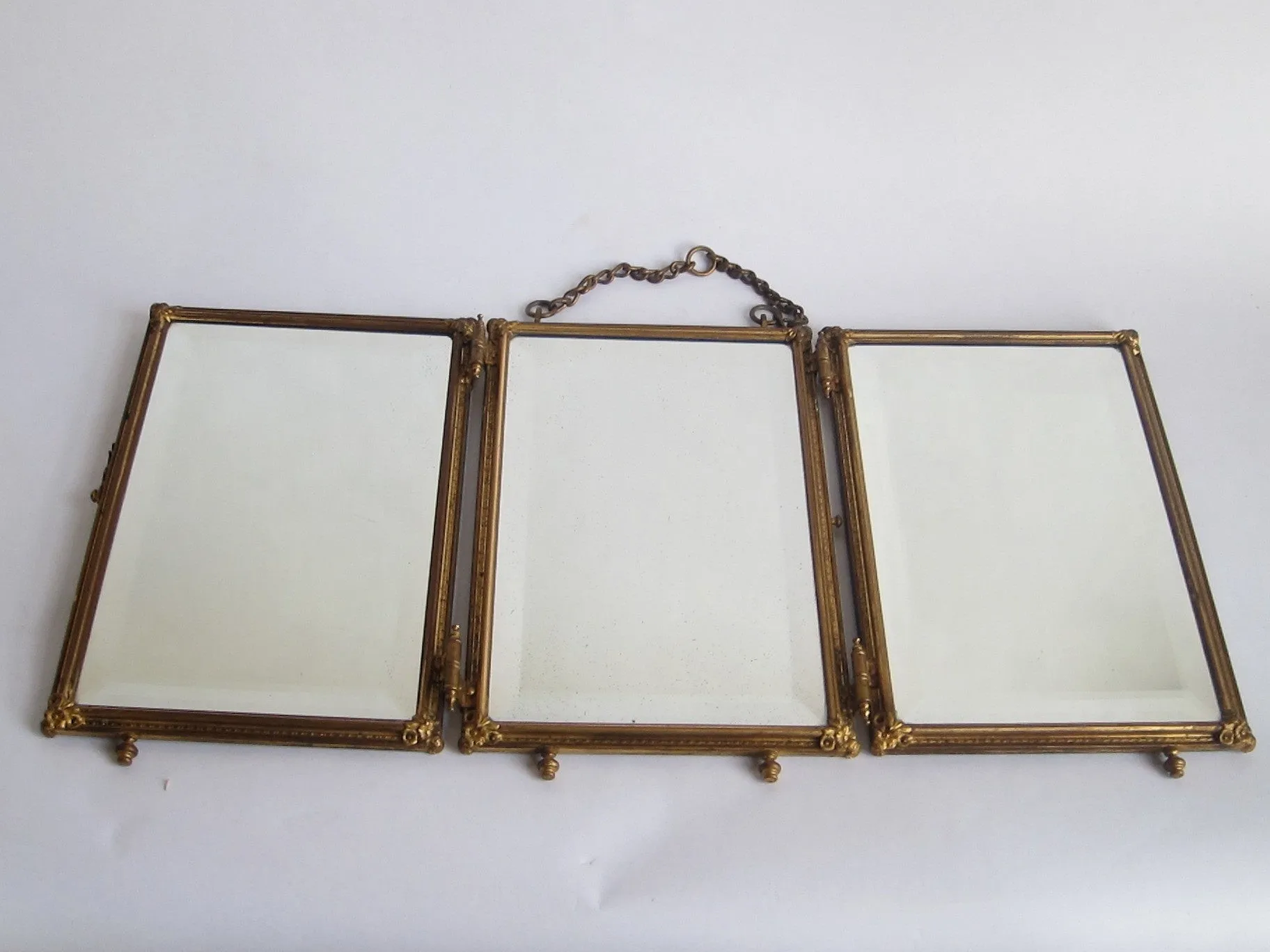 Antique Tri Fold Celluloid Decorative Mirror - 1899