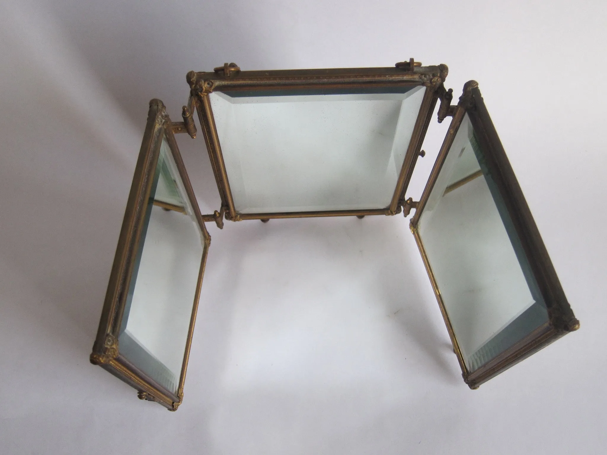 Antique Tri Fold Celluloid Decorative Mirror - 1899