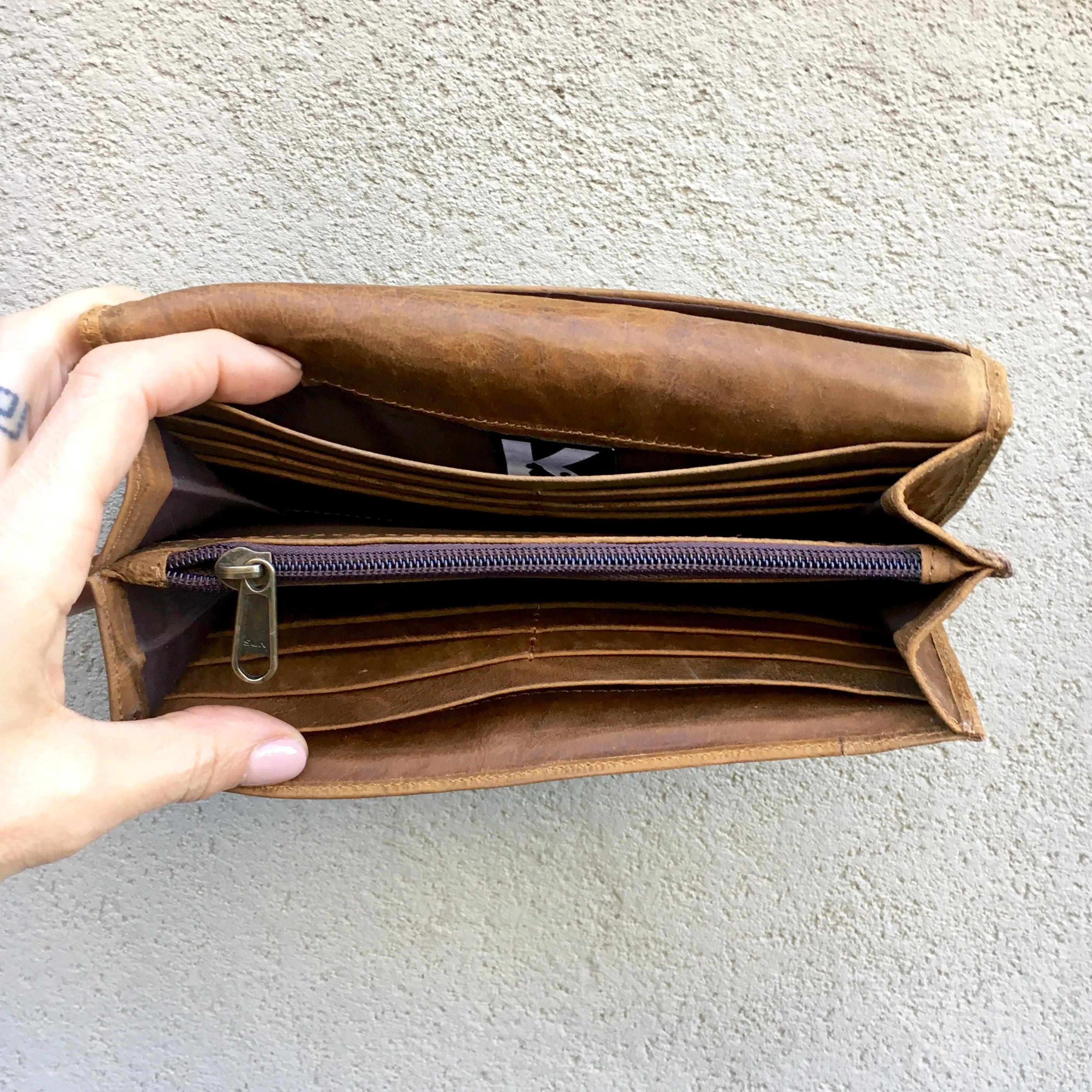 Apollonia Embroidered Aztec Bohemian Tan Leather Wallets