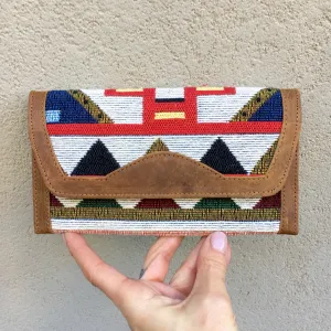 Apollonia Embroidered Aztec Bohemian Tan Leather Wallets