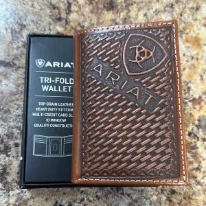 Ariat Top Grain Leather Tri-Fold Wallet.
