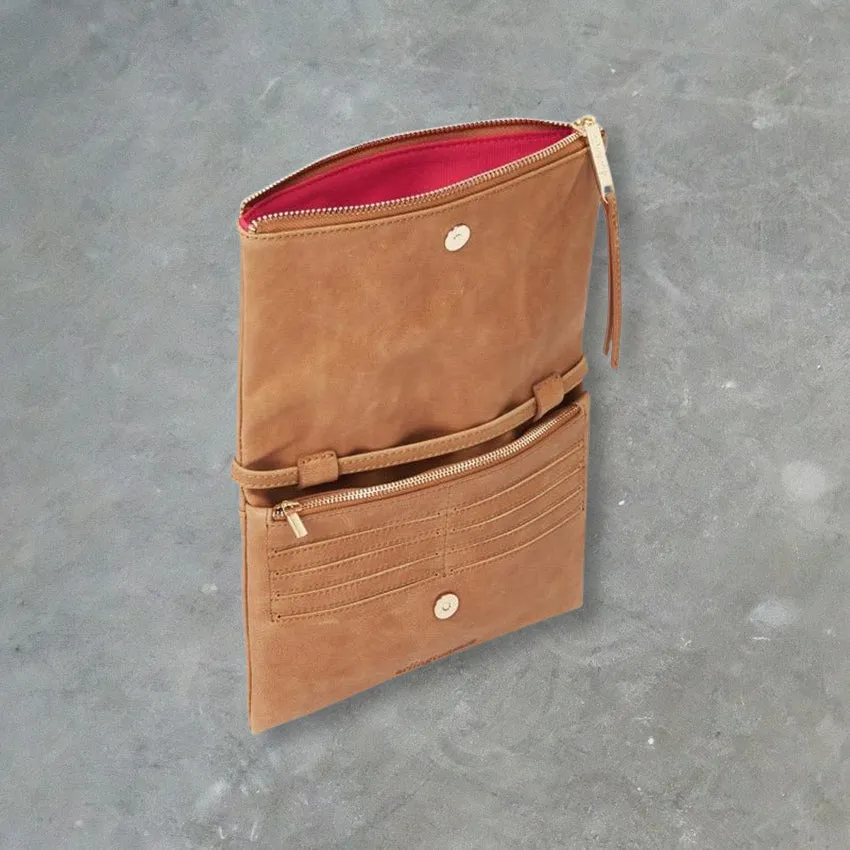 Arlington Milne Ella Foldover Wallet, Vintage Tan