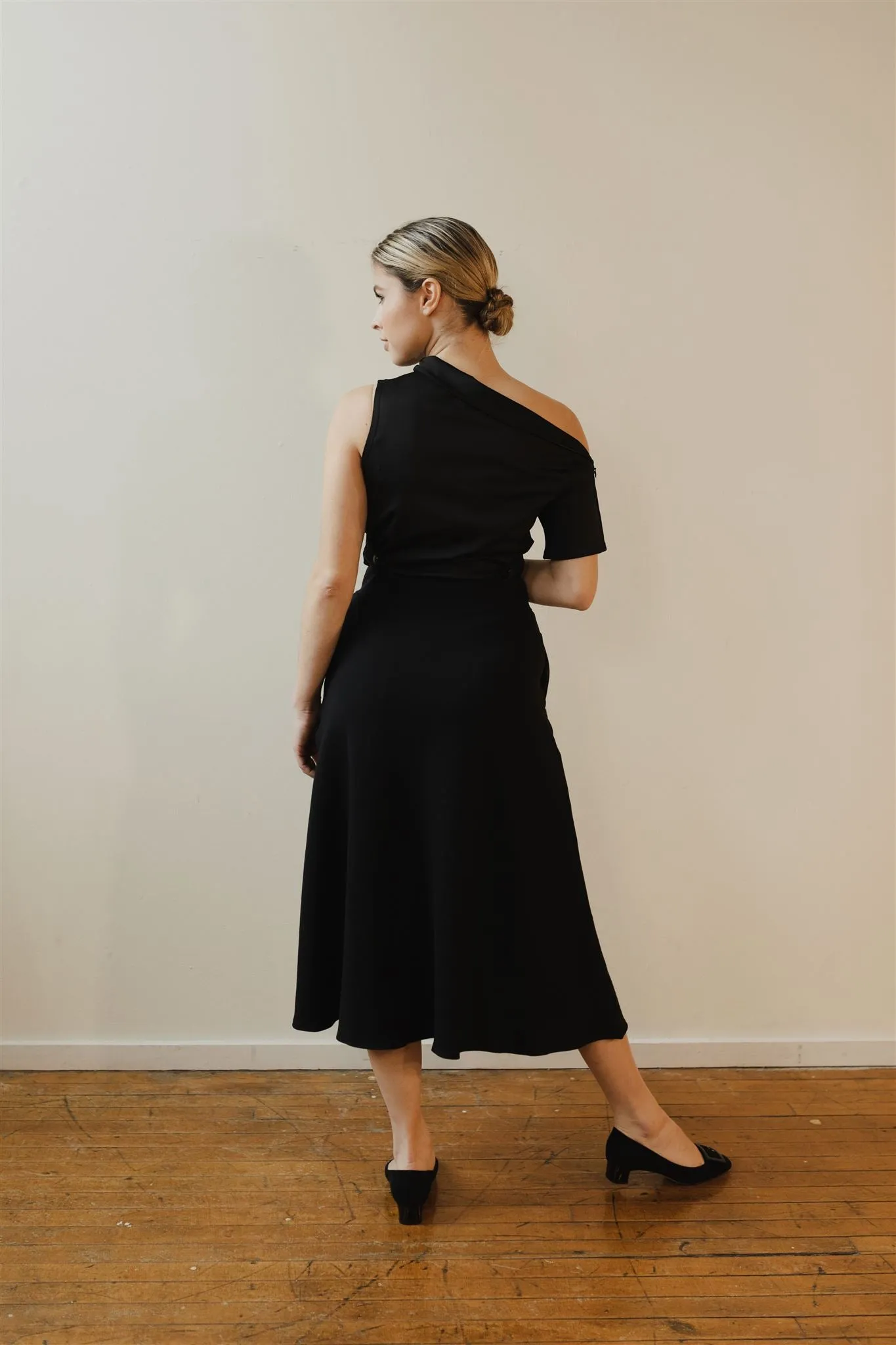 Audrey Zipper Pocket Midi Skirt - Black