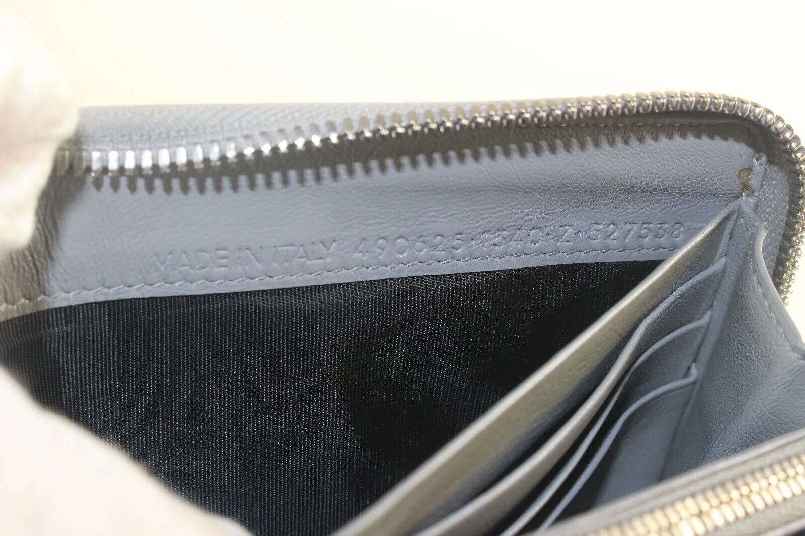 BALENCIAGA Grey Leather Zip Around Wallet 1BAL726K