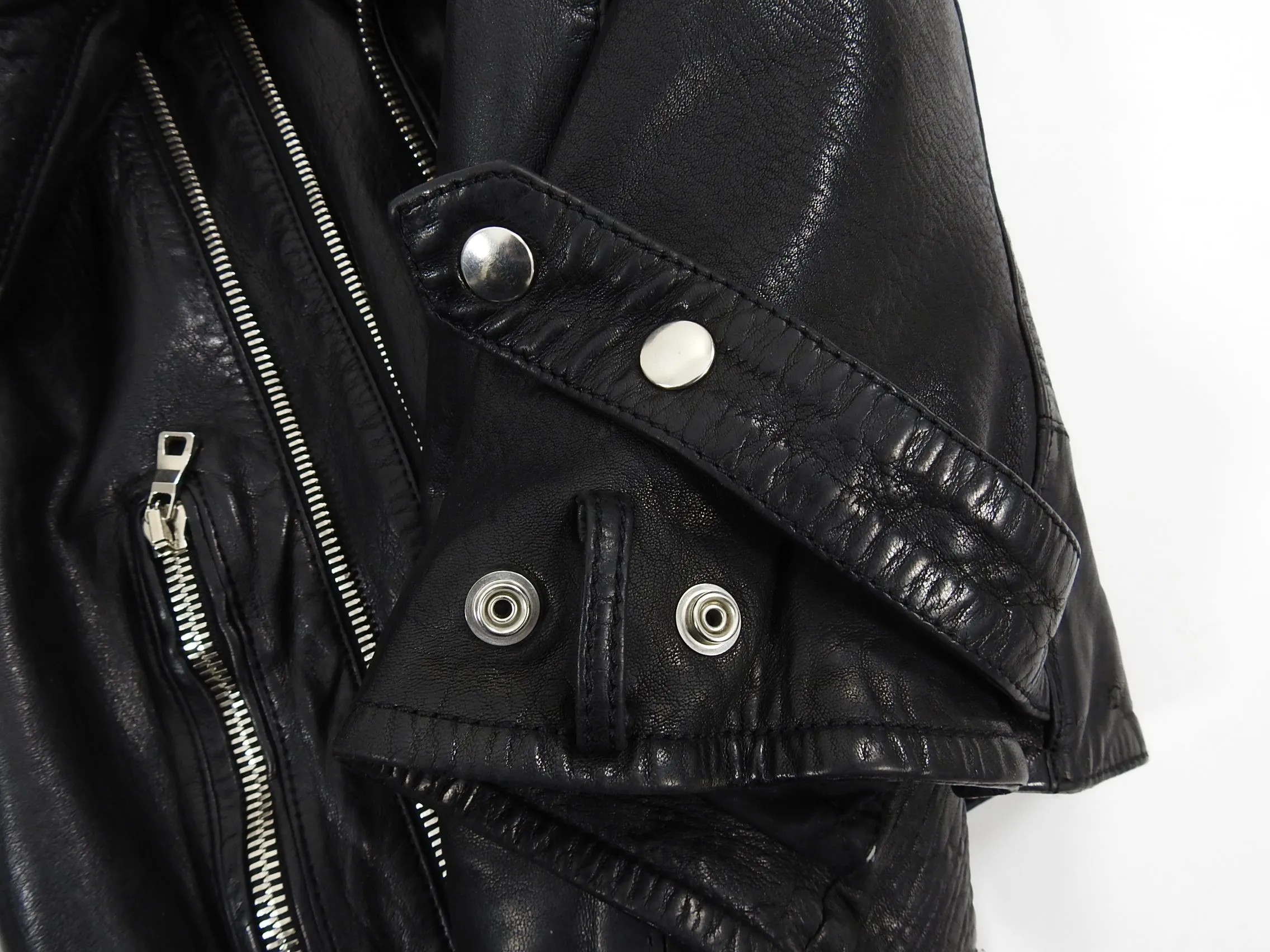 Balmain Black Heavy Lambskin Leather Moto Jacket - M