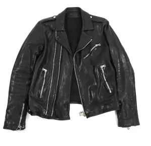 Balmain Black Heavy Lambskin Leather Moto Jacket - M