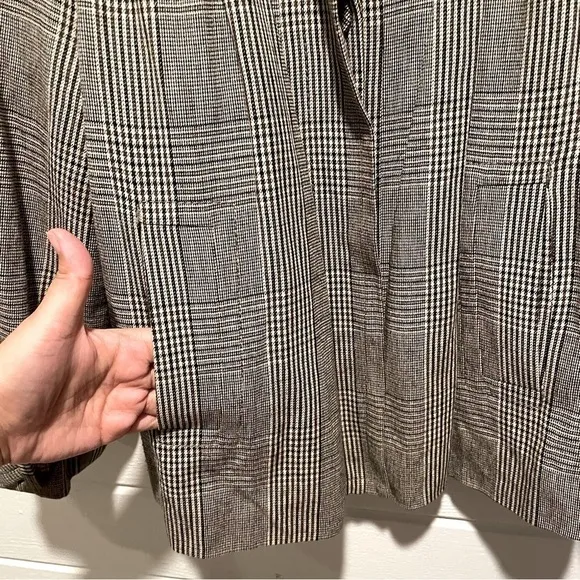 Banana Republic Short Plaid 4 Button Swing Jacket Pea Coat Wool Blend Lined Sz M