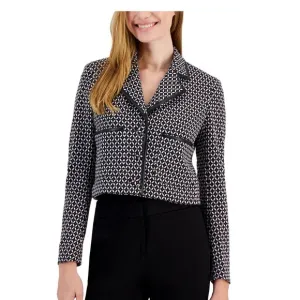 BAR III Women's Faux-Leather-Trimmed Cropped Jacket