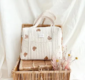 Bear quilted baby pram bag