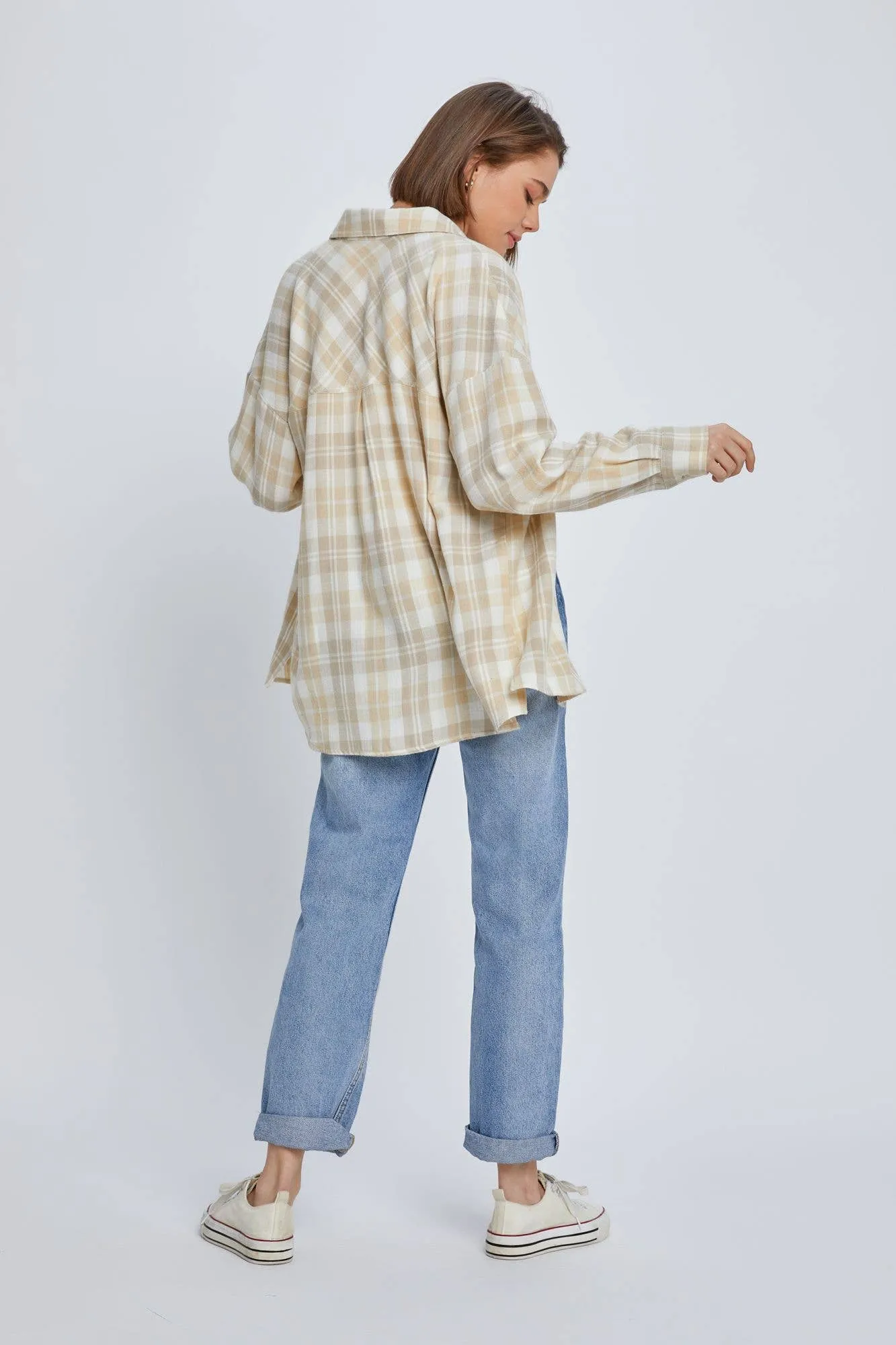 Beige Plaid Button Down
