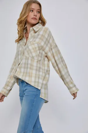 Beige Plaid Button Down