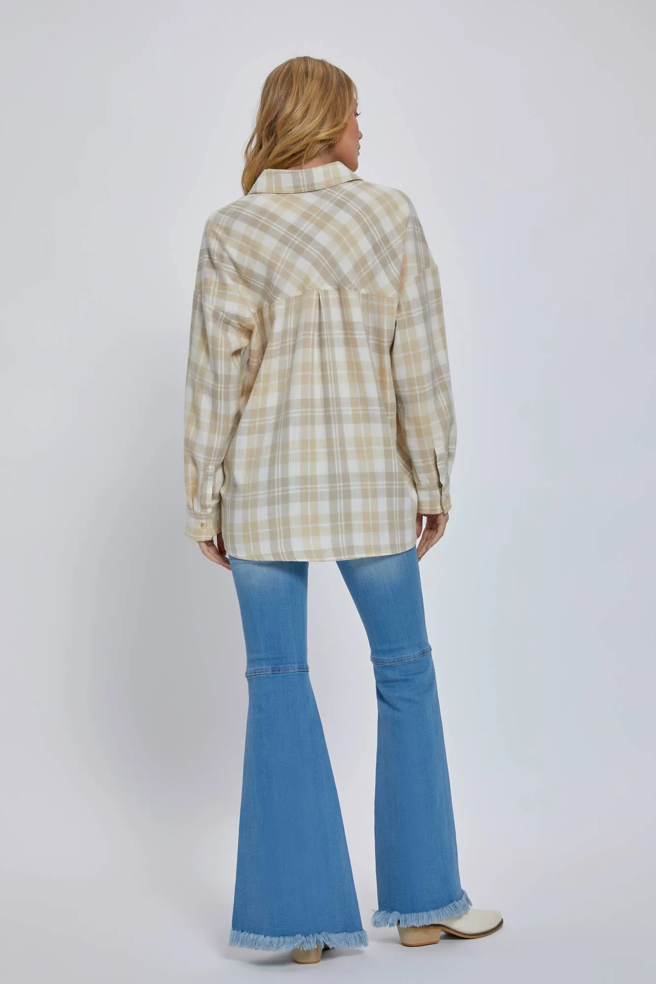 Beige Plaid Button Down