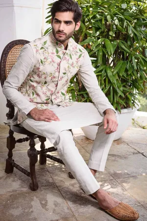 BEIGE RAWSILK BANDI SET