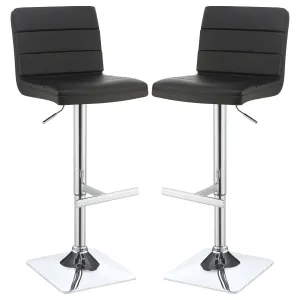 Bianca Upholstered Adjustable Bar Stool Black (Set of 2)