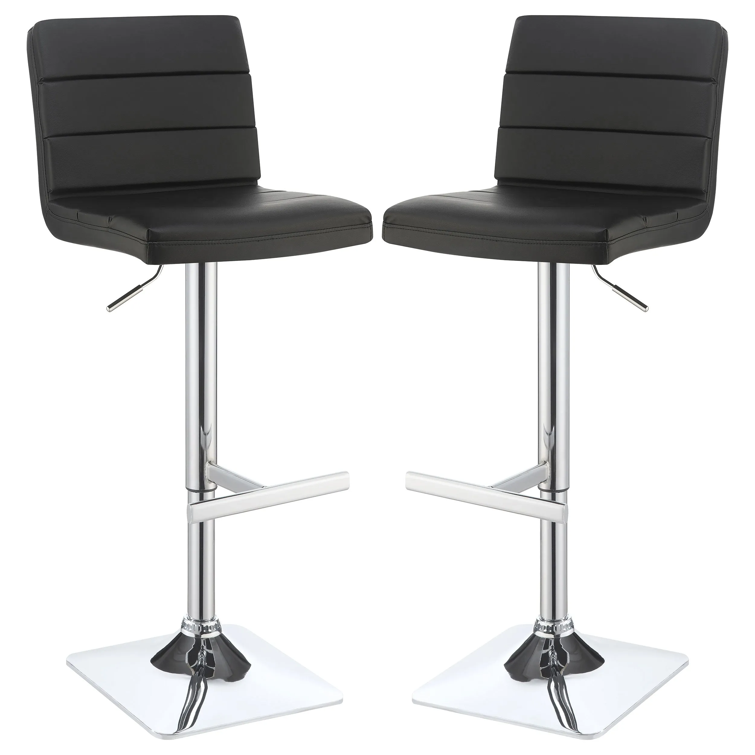 Bianca Upholstered Adjustable Bar Stool Black (Set of 2)