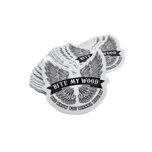 BiteMyWood Black and White Stickers 2 Choices of High Quality Pre Peelable