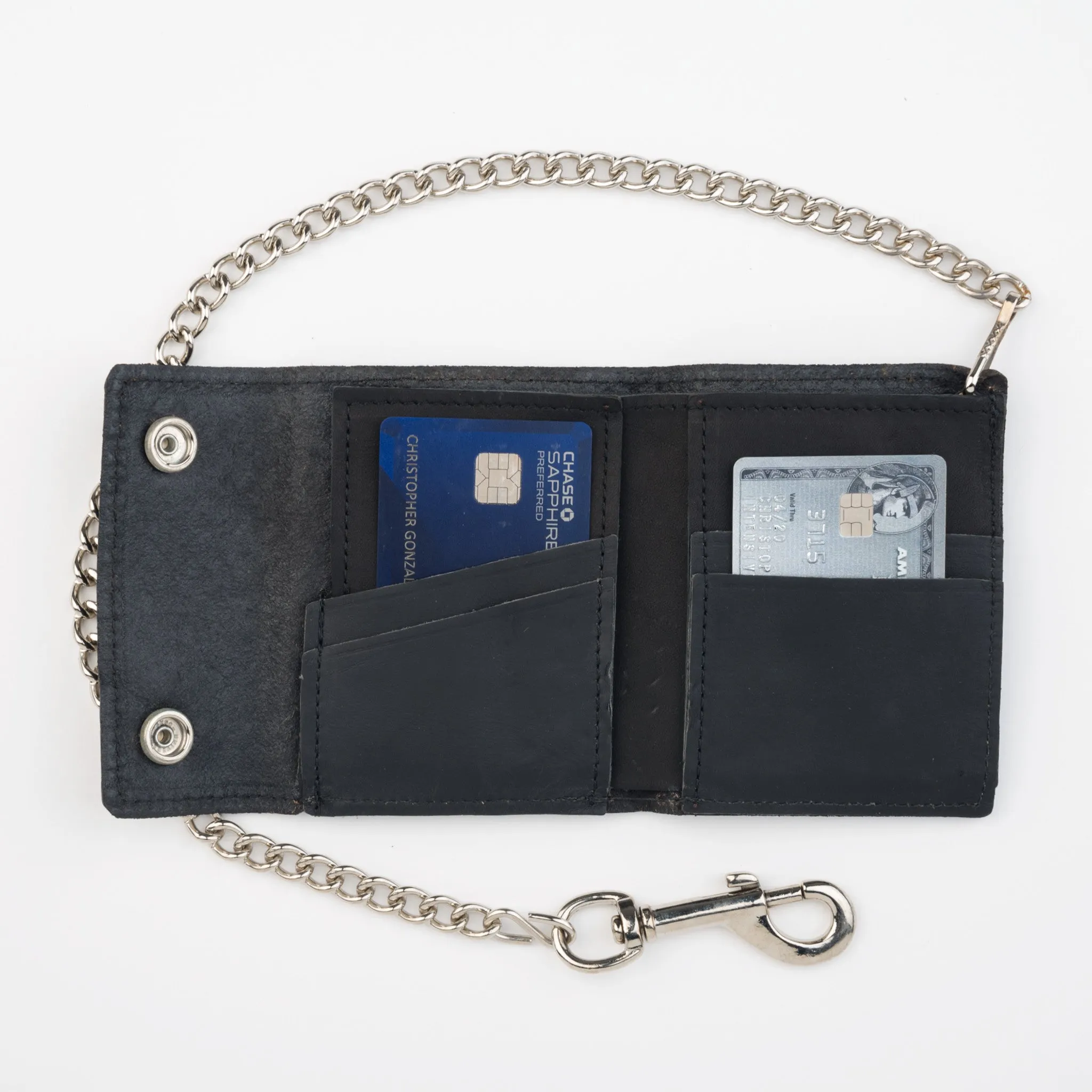 BK336 Basket Weave Bi-Fold Wallet w/ Chain